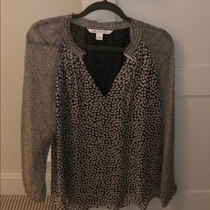 Black and white printed silk blouse